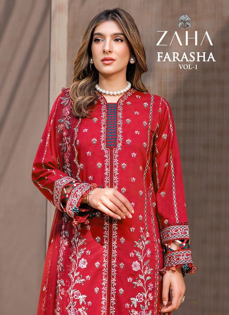 Farasha Vol 1 By Zaha Cambric Cotton Pakistani Suits Wholesale Market In Surat
